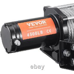 Treuiller électrique VEVOR 4500lbs avec câble en acier IP 55 pour remorquage de camions, VTT et véhicules tout-terrain.