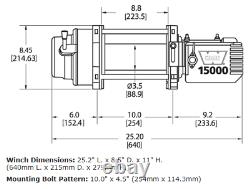 Warn 47801 M15000 15000 Lb Premium Series Winch 4.6hp Roller Fairlead 90' Câble